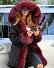 Aofur Women Winter Jacket Long Parka Coat Thick Faux Fur Casual Outwear Military Hooded Warm Coat