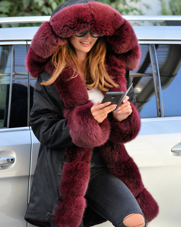 Aofur Women Winter Jacket Long Parka Coat Thick Faux Fur Casual Outwear Military Hooded Warm Coat