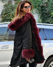 Aofur Women Winter Jacket Long Parka Coat Thick Faux Fur Casual Outwear Military Hooded Warm Coat